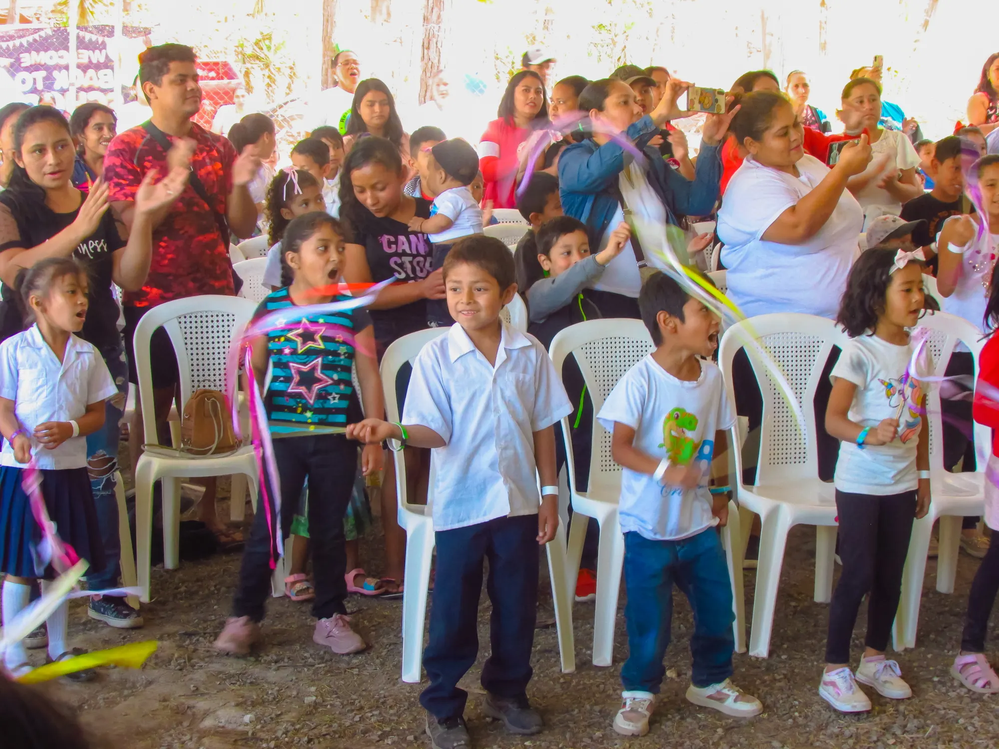 Children worshipping at a ministry event in Honduras